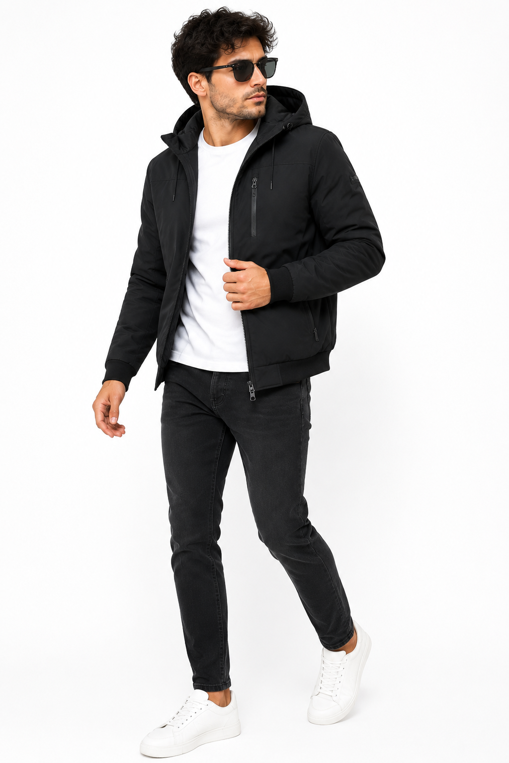 Urban Edge Men’s Casual Bomber Jacket | Lightweight Water-Resistant Zip-Up Jacket | Stand Collar | Regular Fit